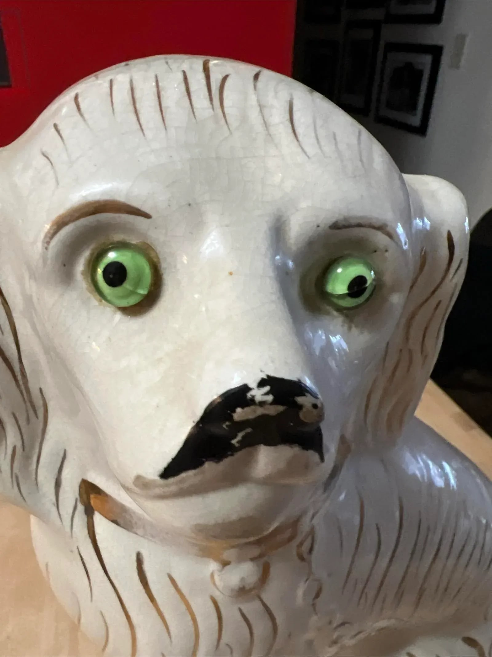 Antique Decorated Staffordshire Spaniel Dog, Circa 1860's - 7
