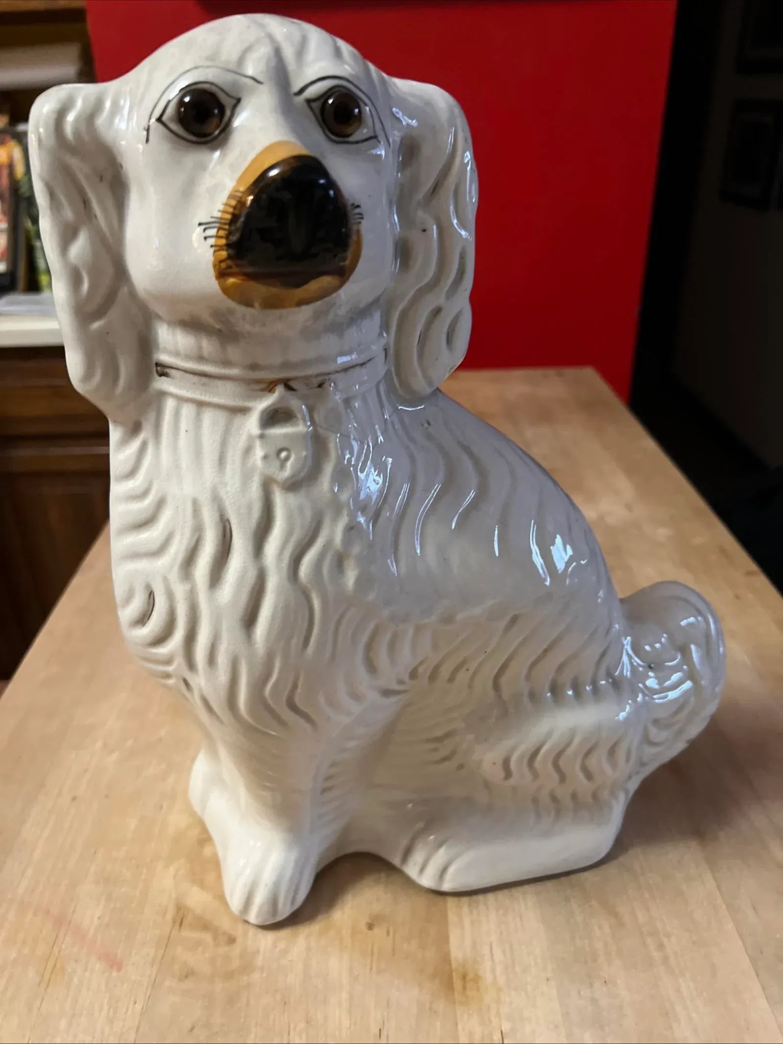 Antique Decorated Staffordshire Spaniel Dog, Circa 1860's - 10