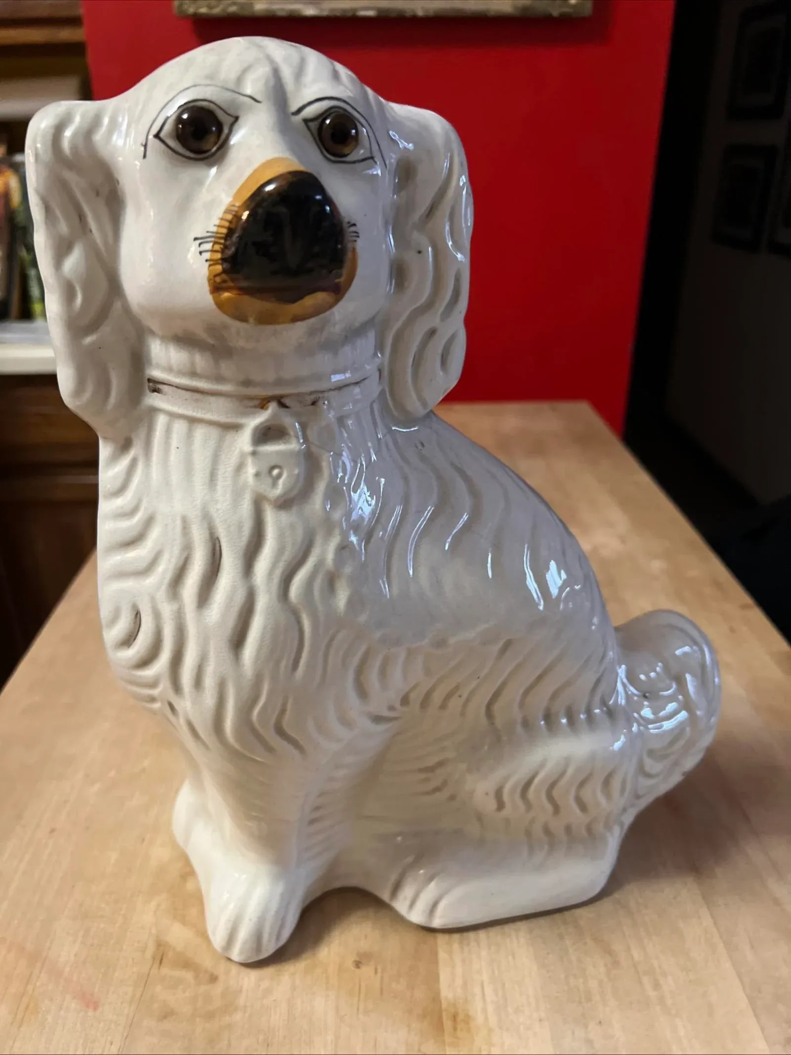 Antique Decorated Staffordshire Spaniel Dog, Circa 1860's - 12