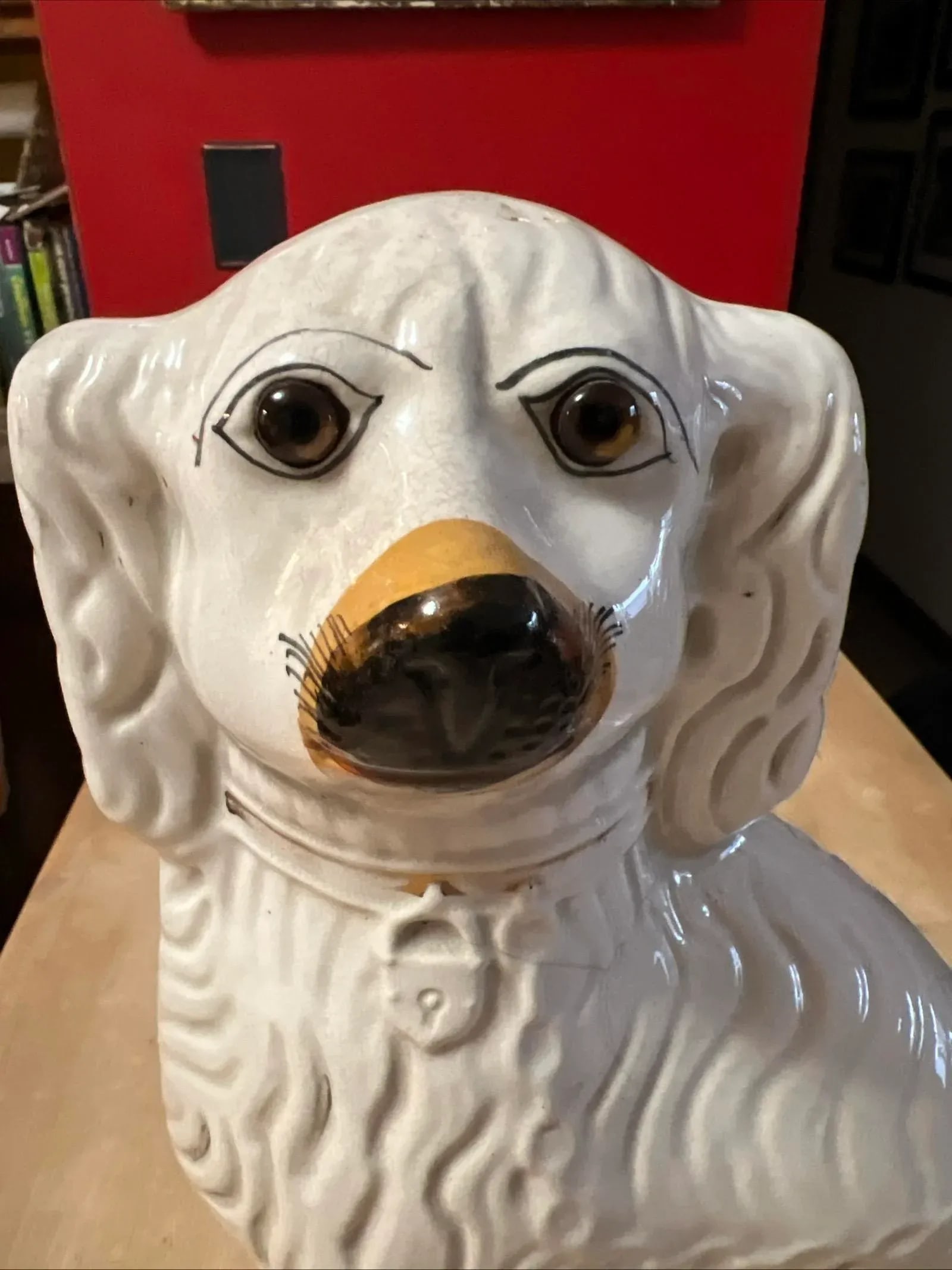 Antique Decorated Staffordshire Spaniel Dog, Circa 1860's - 2