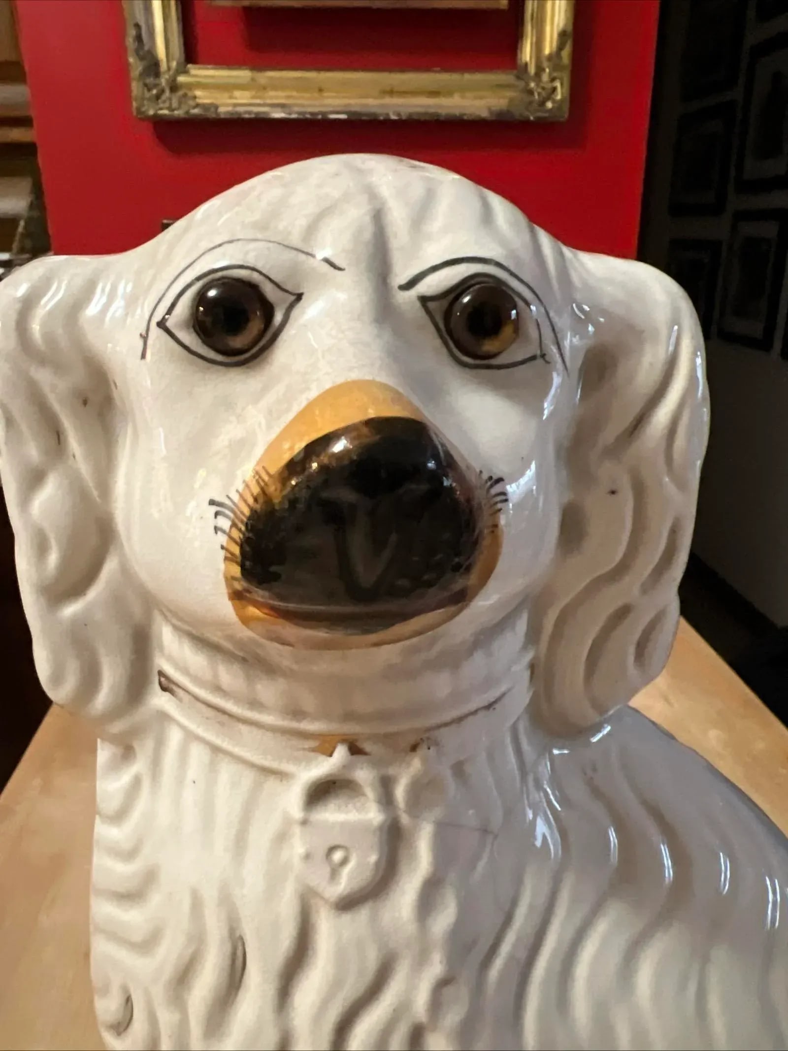 Antique Decorated Staffordshire Spaniel Dog, Circa 1860's - 3