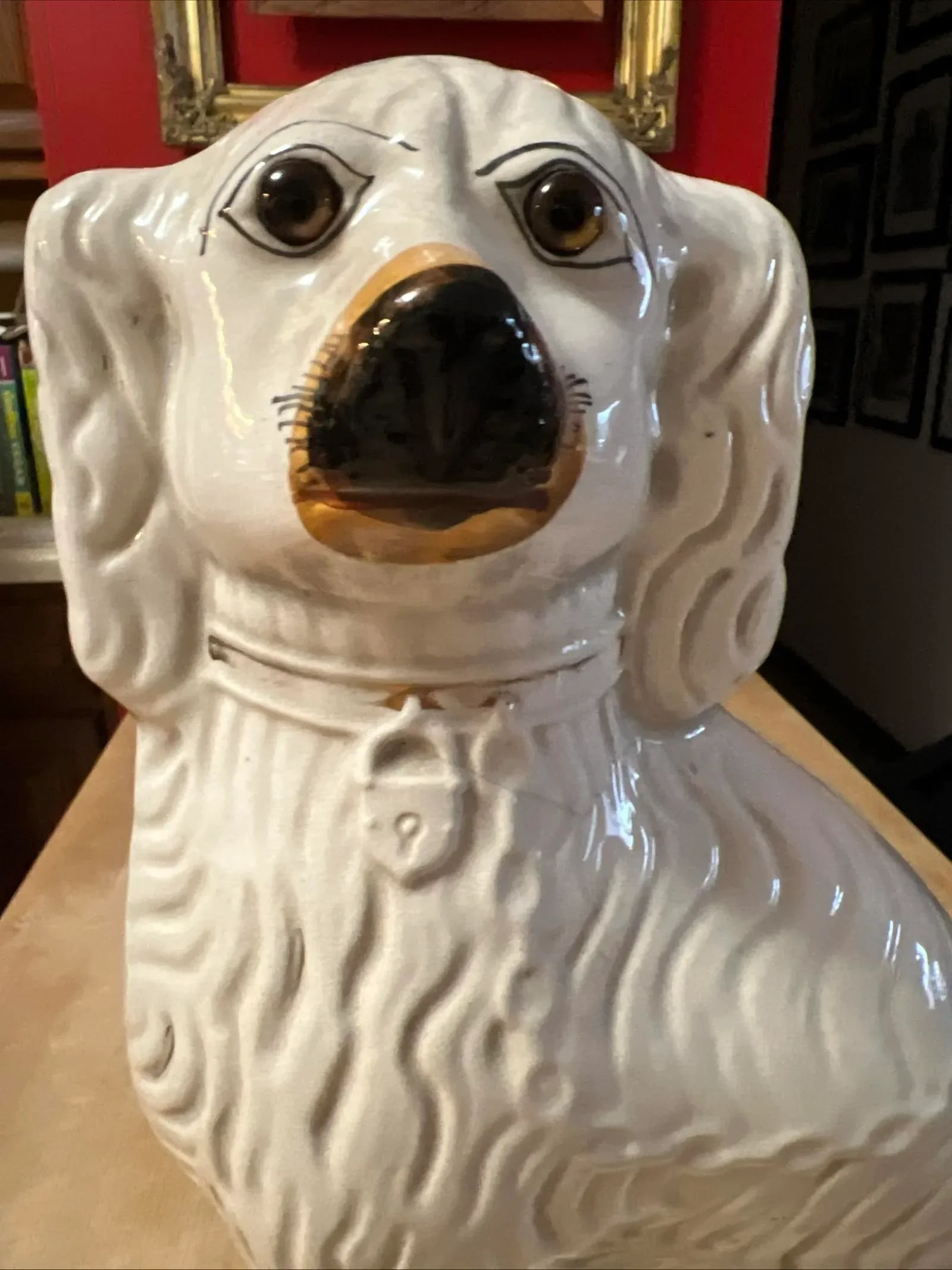 Antique Decorated Staffordshire Spaniel Dog, Circa 1860's - 4
