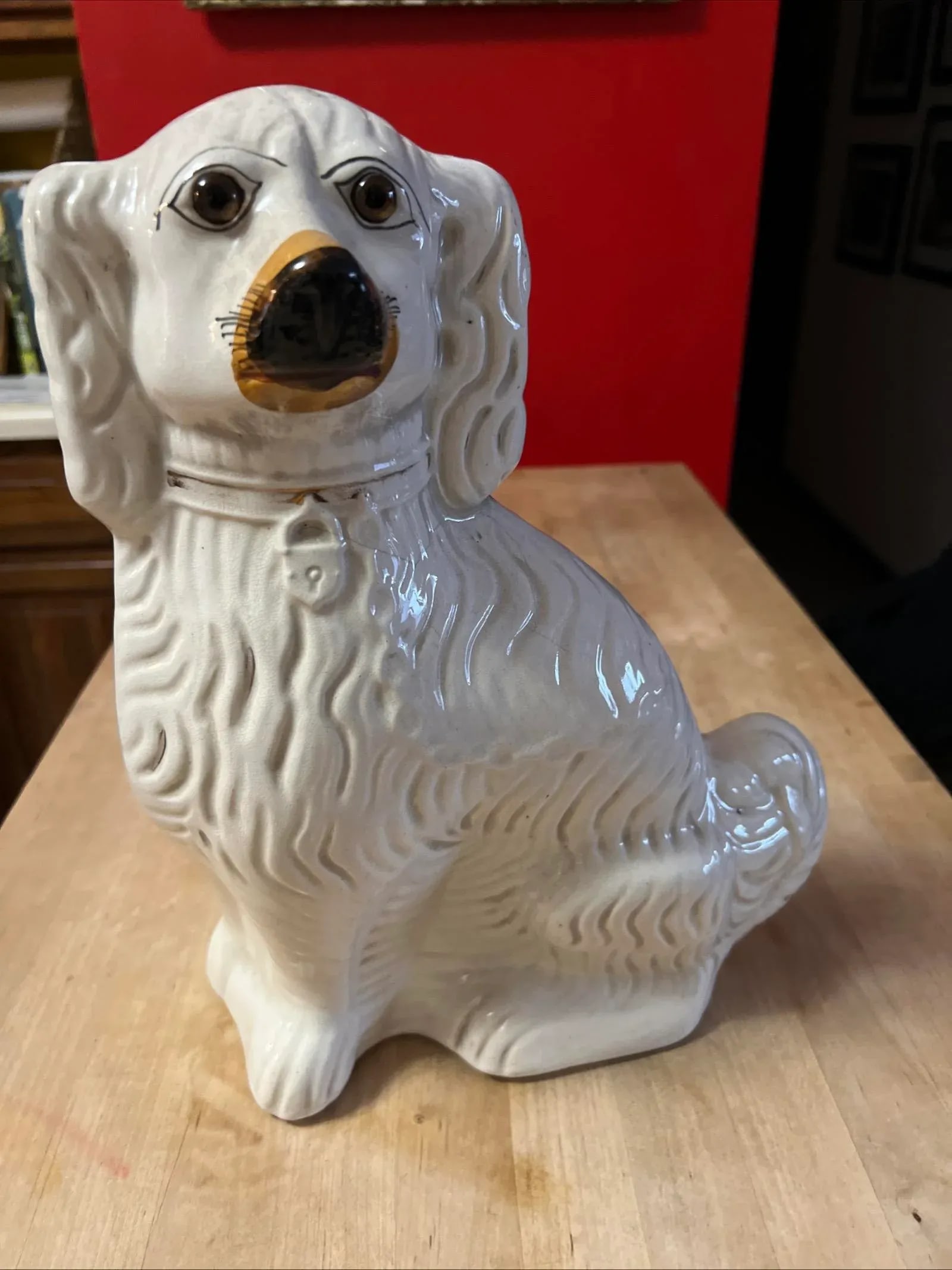 Antique Decorated Staffordshire Spaniel Dog, Circa 1860's - 9