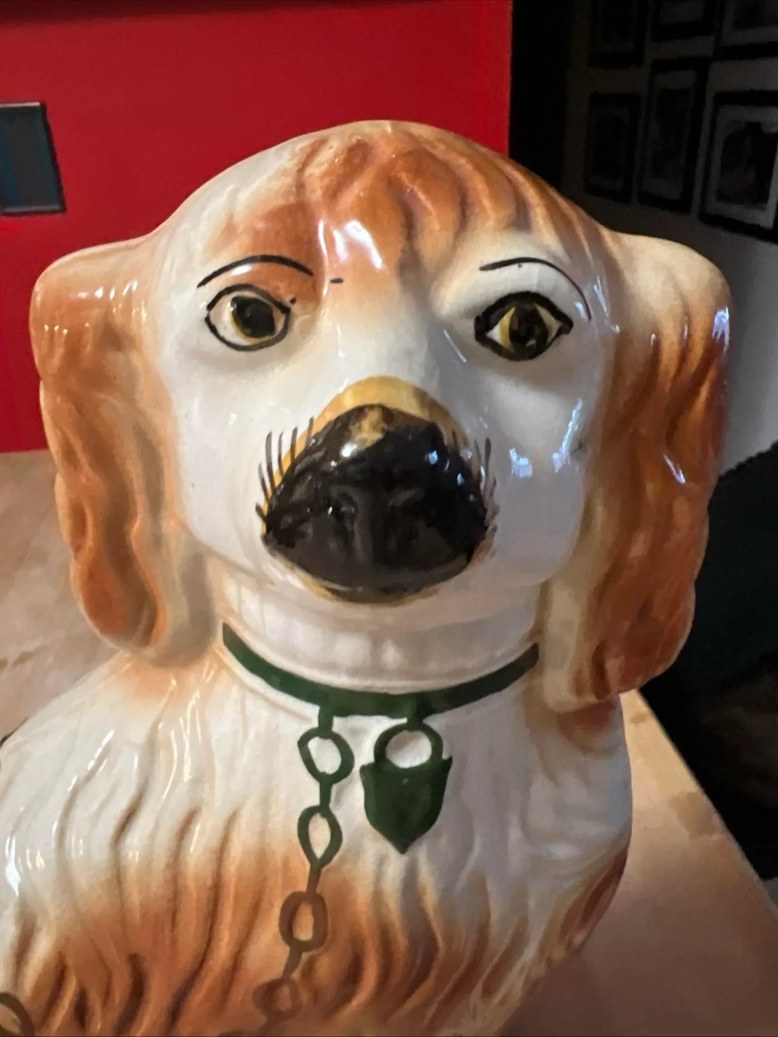 Antique Decorated Staffordshire Spaniel Dog, Circa 1860's - 2