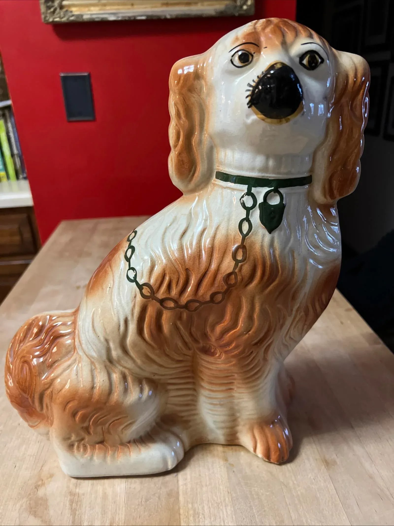 Antique Decorated Staffordshire Spaniel Dog, Circa 1860's - 3