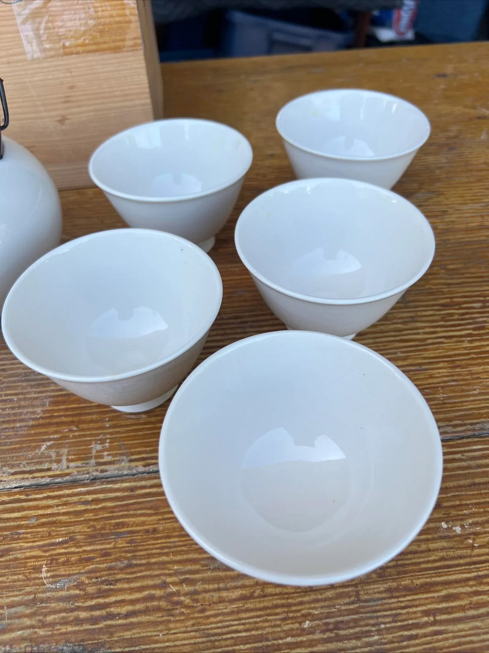 Vintage Japanese 6 Piece Ceremonial Tea Set, Arita Ware Pottery in Box, 1950's - 2