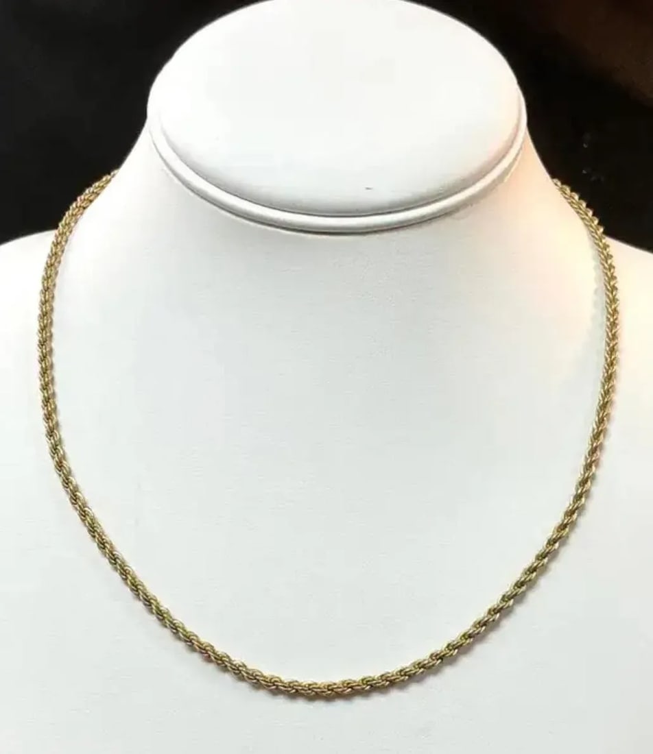 14k Yellow Gold Twisted Rope Chain Necklace, 18 Inches - 3