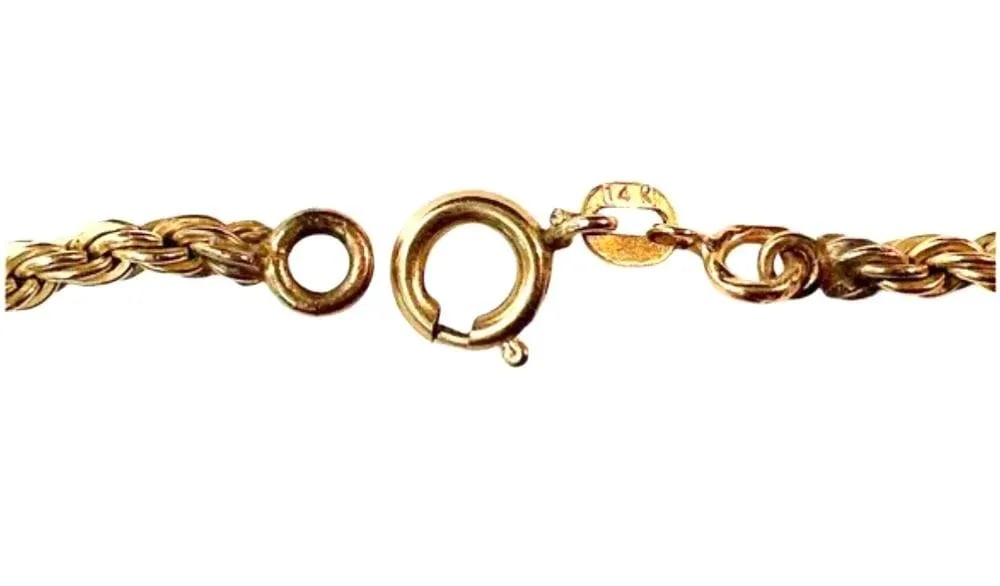 14k Yellow Gold Twisted Rope Chain Necklace, 18 Inches - 7