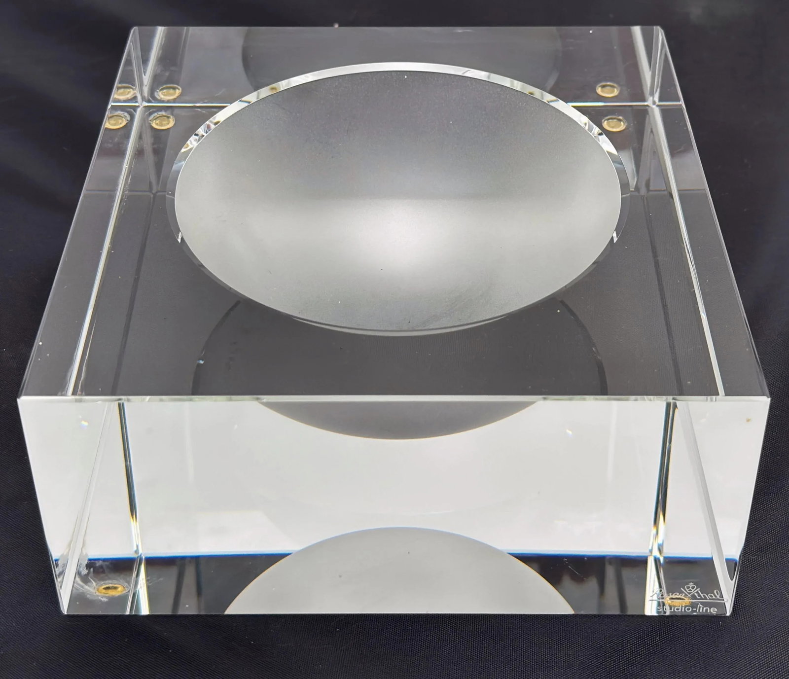 Rosenthal Studio-Line Frosted & Clear Crystal Cube Ashtray or Vide-Poche, 1970s - 2