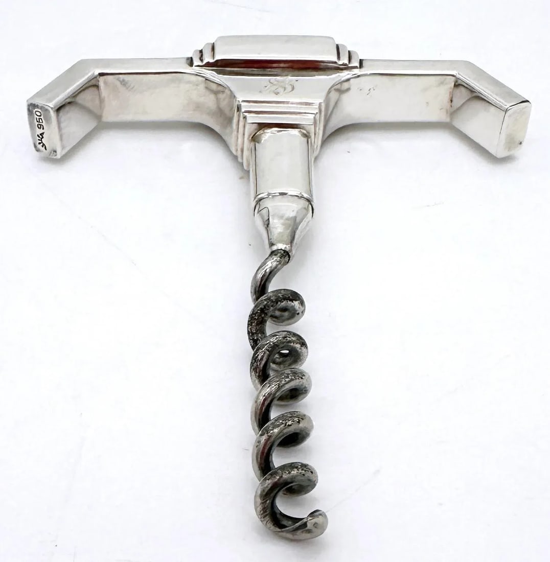 Art Deco /Moderne Sterling (.950) & Silverplate Corkscrew, Monogram 'S', 1930 - 2