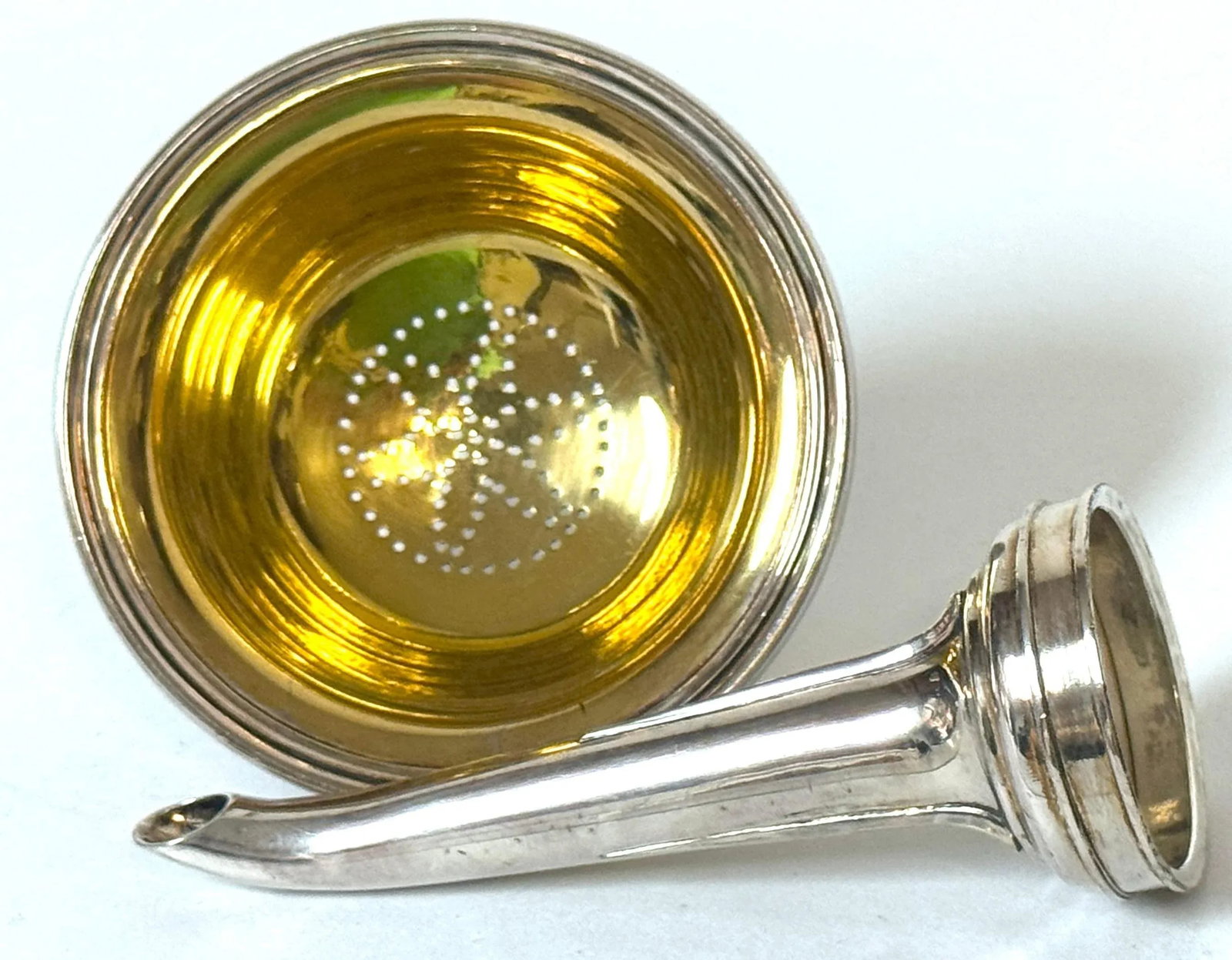 Victorian Elkington & Co. Electroplated Wine Funnel with Gilt Bowl, Dated 1853 - 5