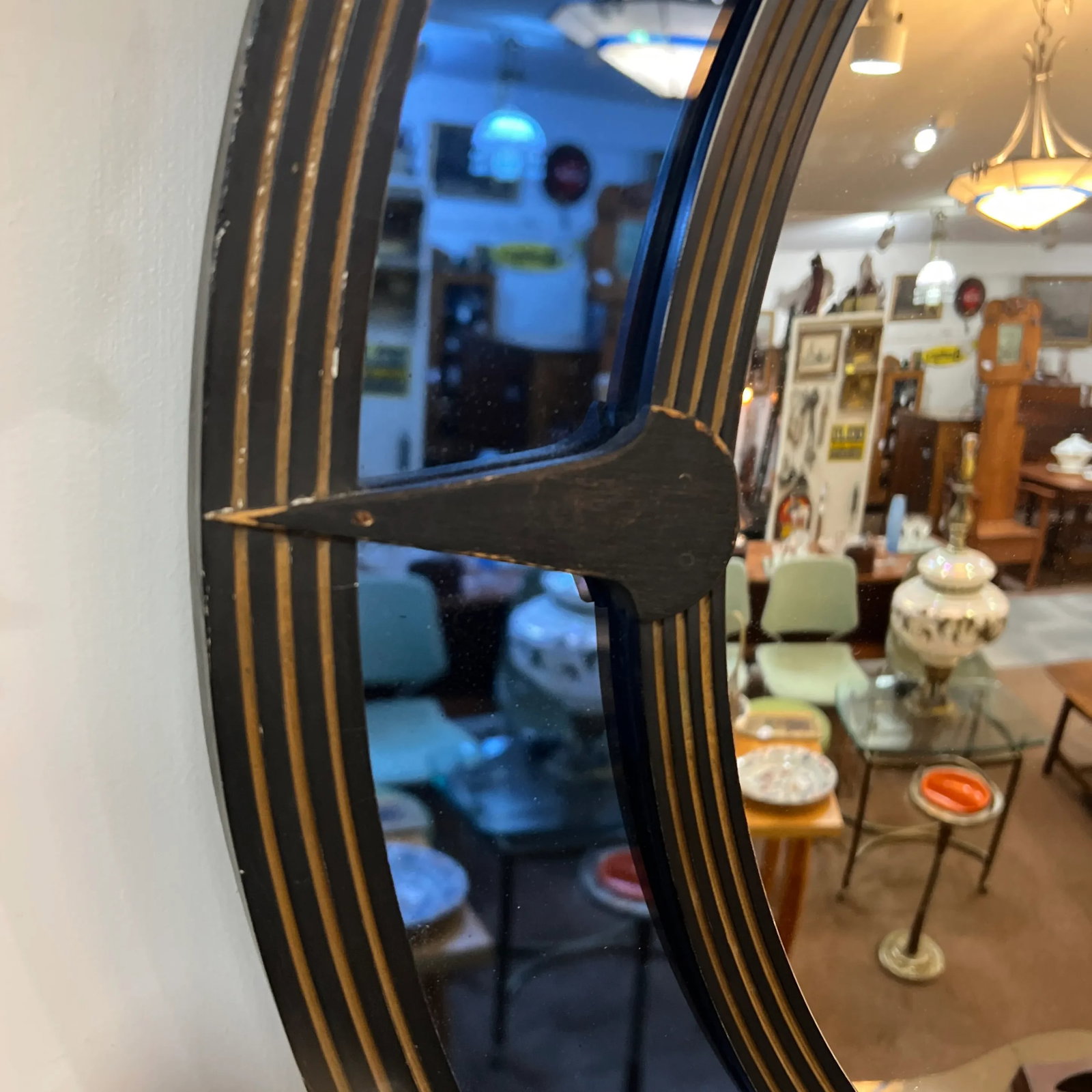 Art Deco Round Convex Cobalt Blue Glass Mirror - 2