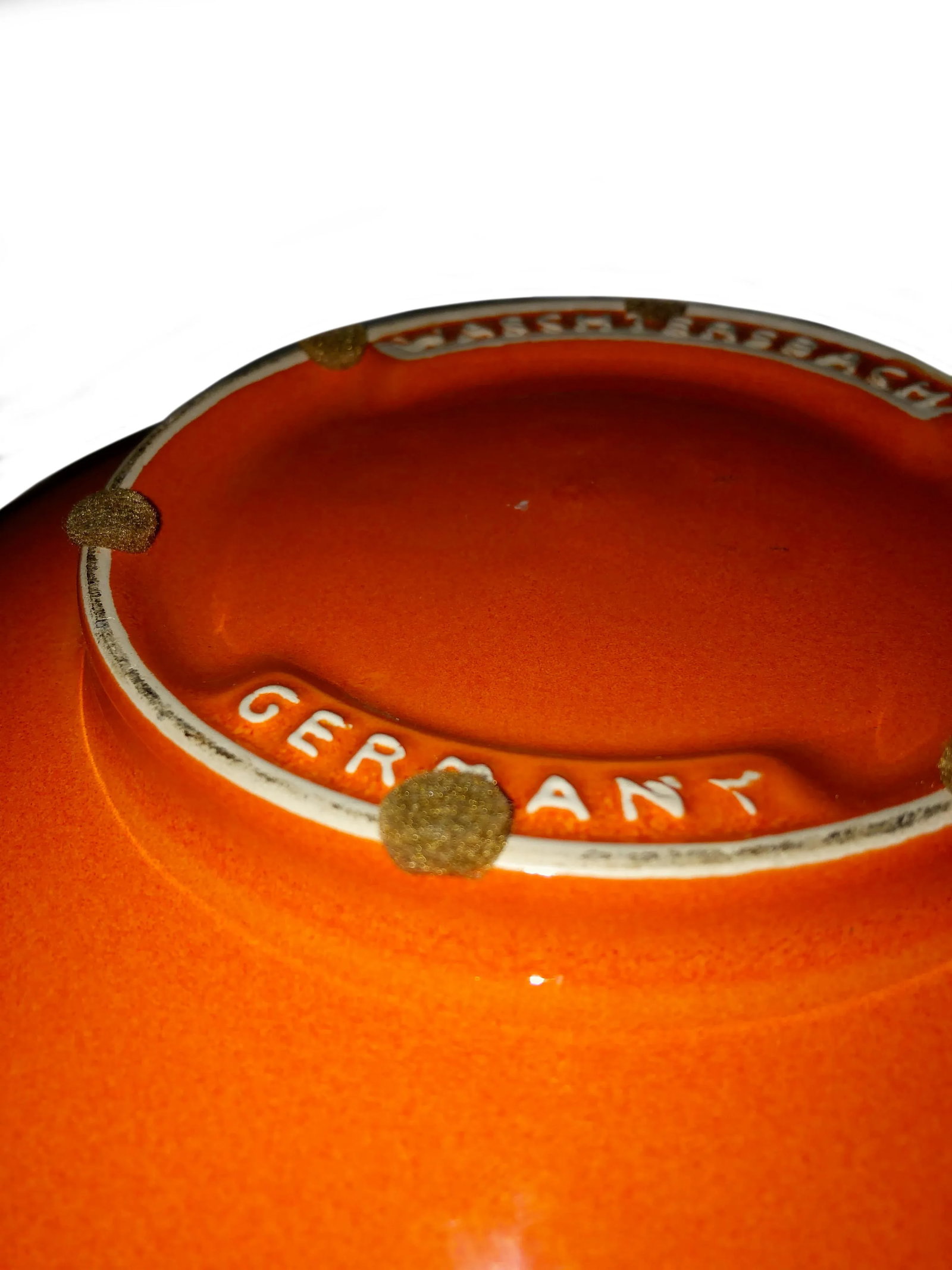 Vintage West German Pottery Orange Bowl - 4