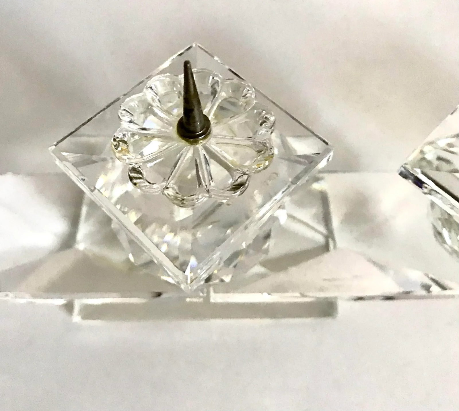 Swarovski Crystal Pin Candle Holders Model 7600 - a Pair - 3