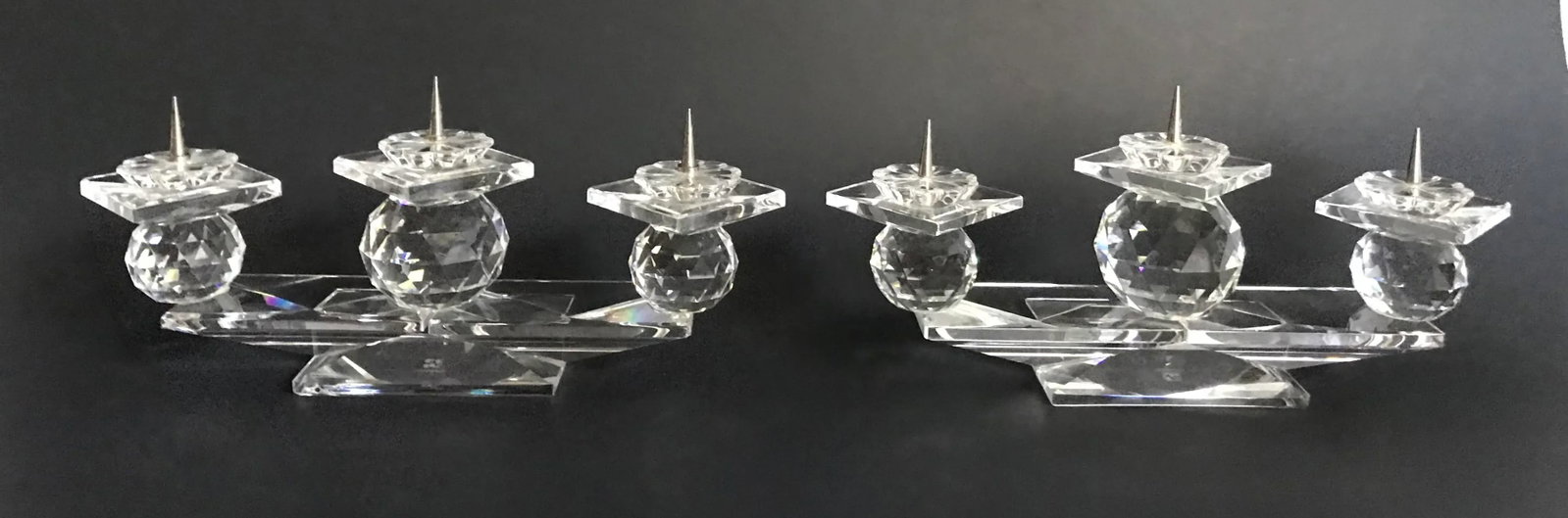 Swarovski Crystal Pin Candle Holders Model 7600 - a Pair - 4