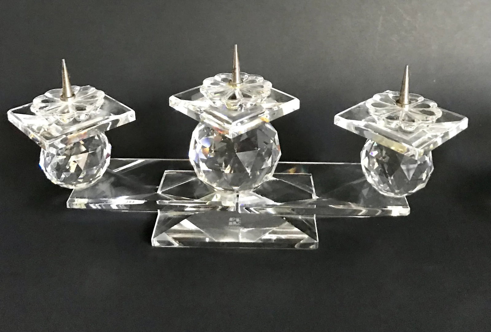 Swarovski Crystal Pin Candle Holders Model 7600 - a Pair - 5