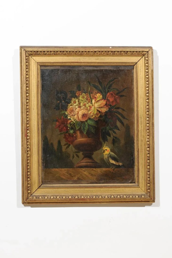 18th Century French Floral Still Life Oil Painting, Framed - 2