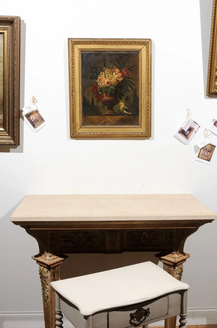 18th Century French Floral Still Life Oil Painting, Framed - 4