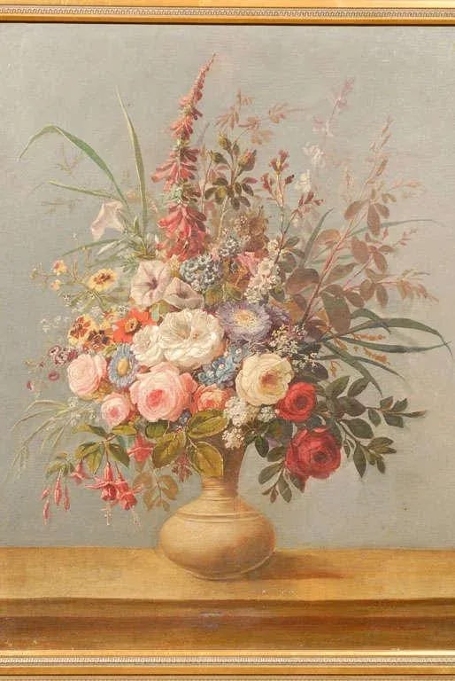 Italian Rococo 1770s Framed Still-Life Painting Depicting a Bouquet of Flowers - 5