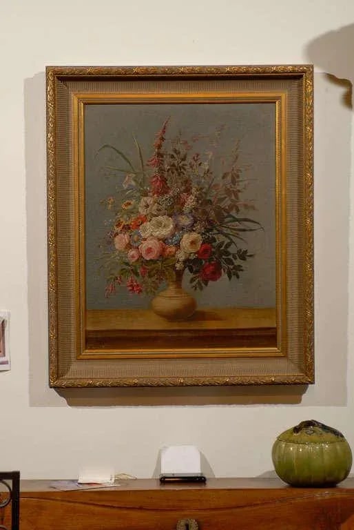 Italian Rococo 1770s Framed Still-Life Painting Depicting a Bouquet of Flowers - 8