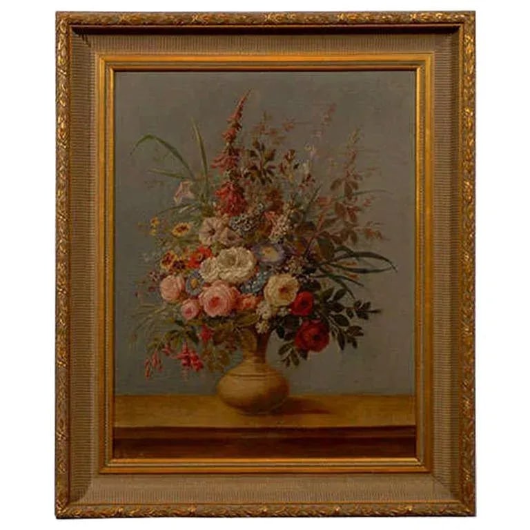 Italian Rococo 1770s Framed Still-Life Painting Depicting a Bouquet of Flowers - 9