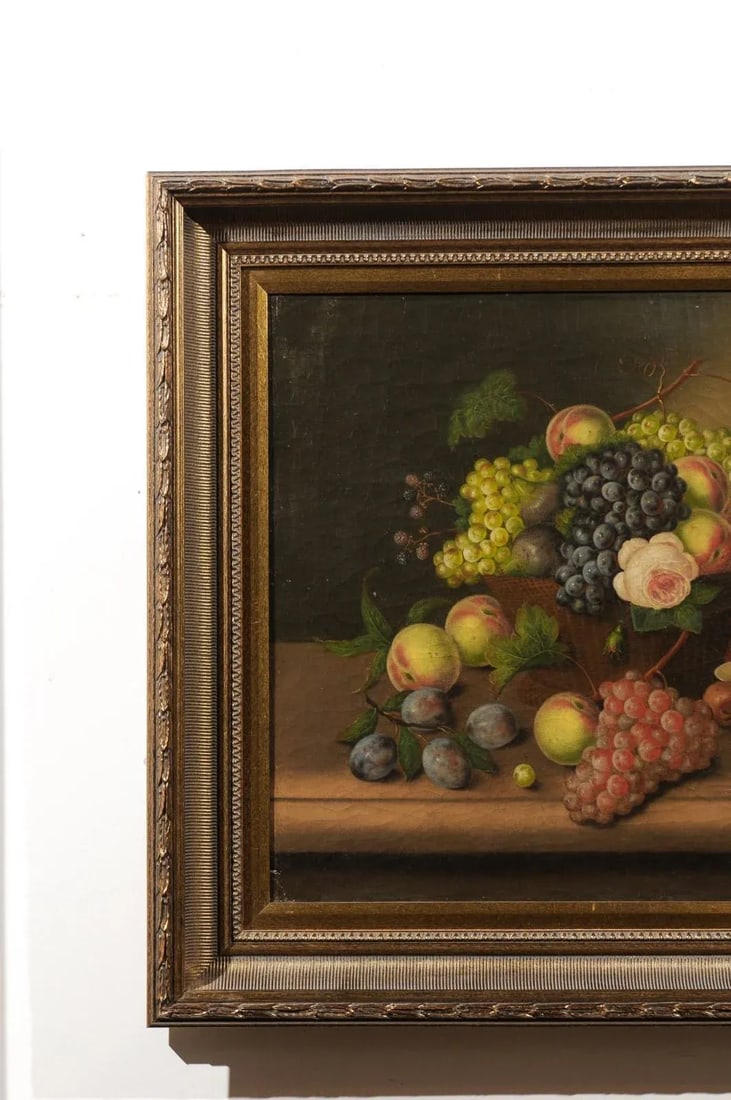 French 19th Century Framed Oil on Canvas Still-Life Painting Depicting Fruits - 5