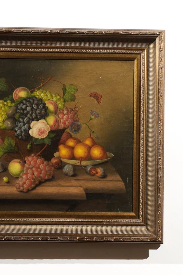 French 19th Century Framed Oil on Canvas Still-Life Painting Depicting Fruits - 6