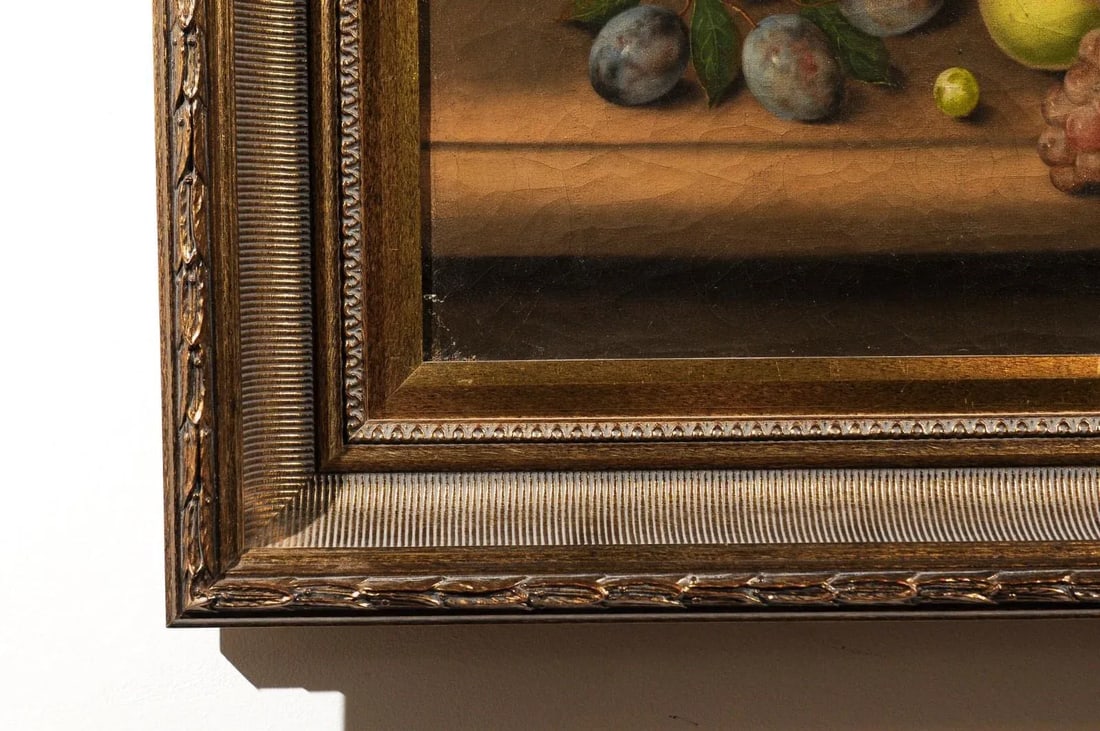 French 19th Century Framed Oil on Canvas Still-Life Painting Depicting Fruits - 8