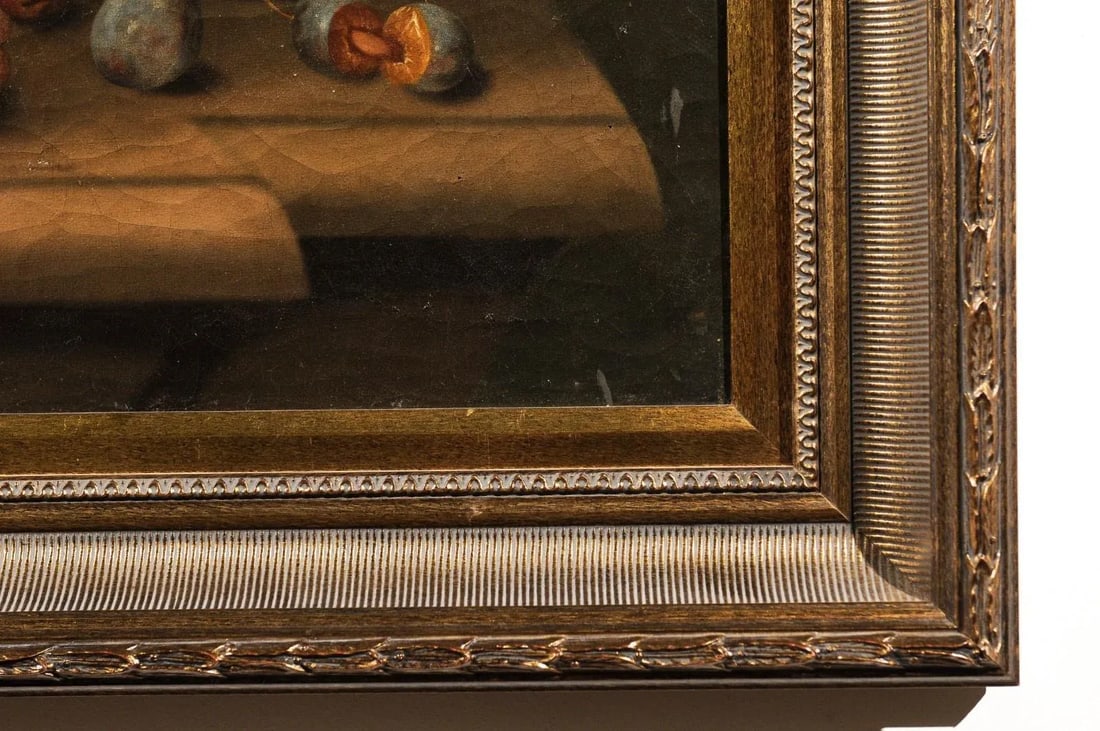 French 19th Century Framed Oil on Canvas Still-Life Painting Depicting Fruits - 9