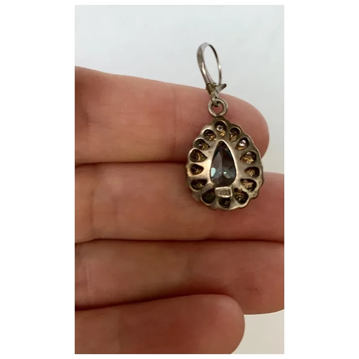 1940s Pair of Teardrop Blue Topaz Earrings - 7