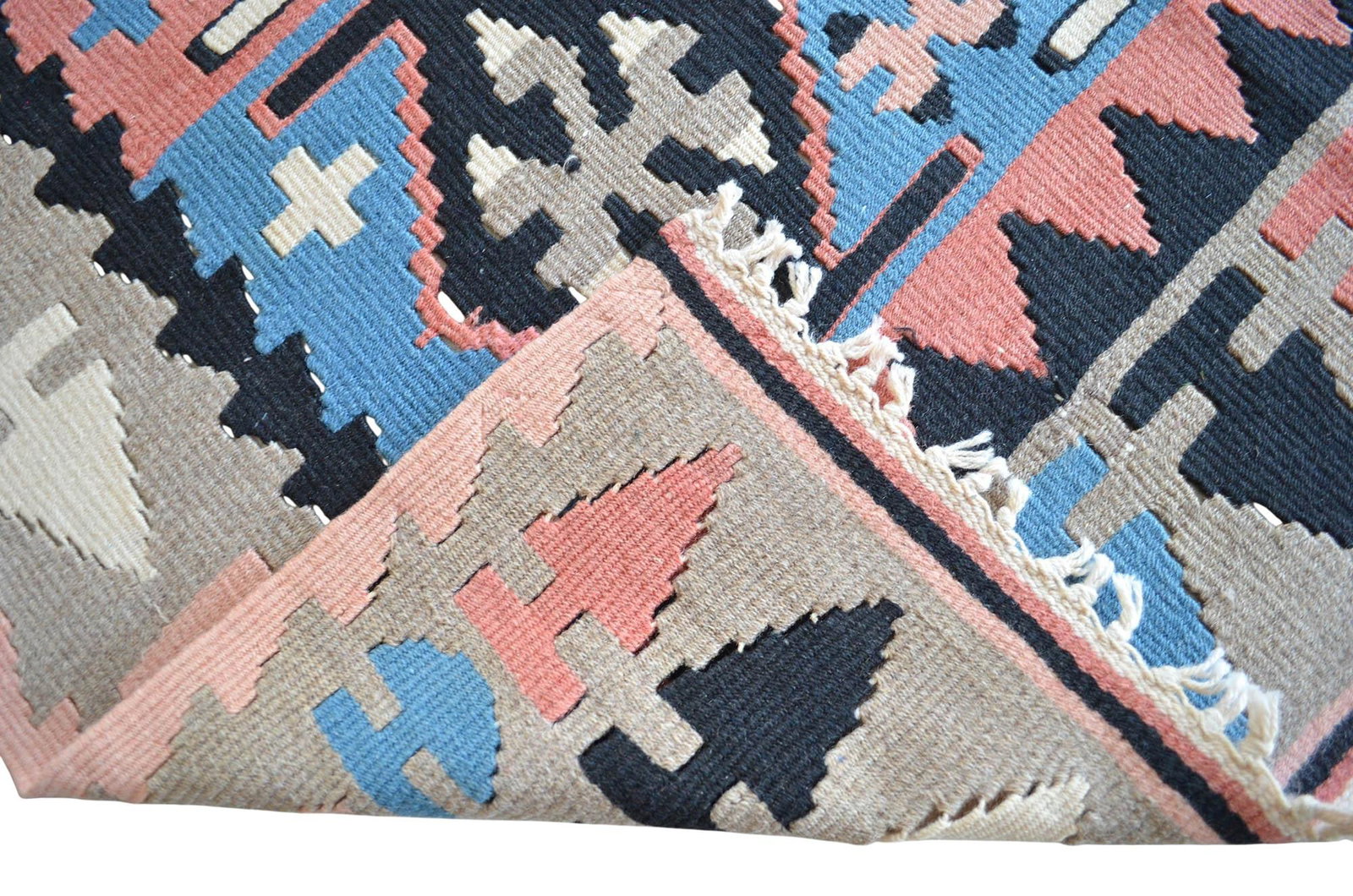 1980s Vintage Hand Woven Kilim Rug - 9