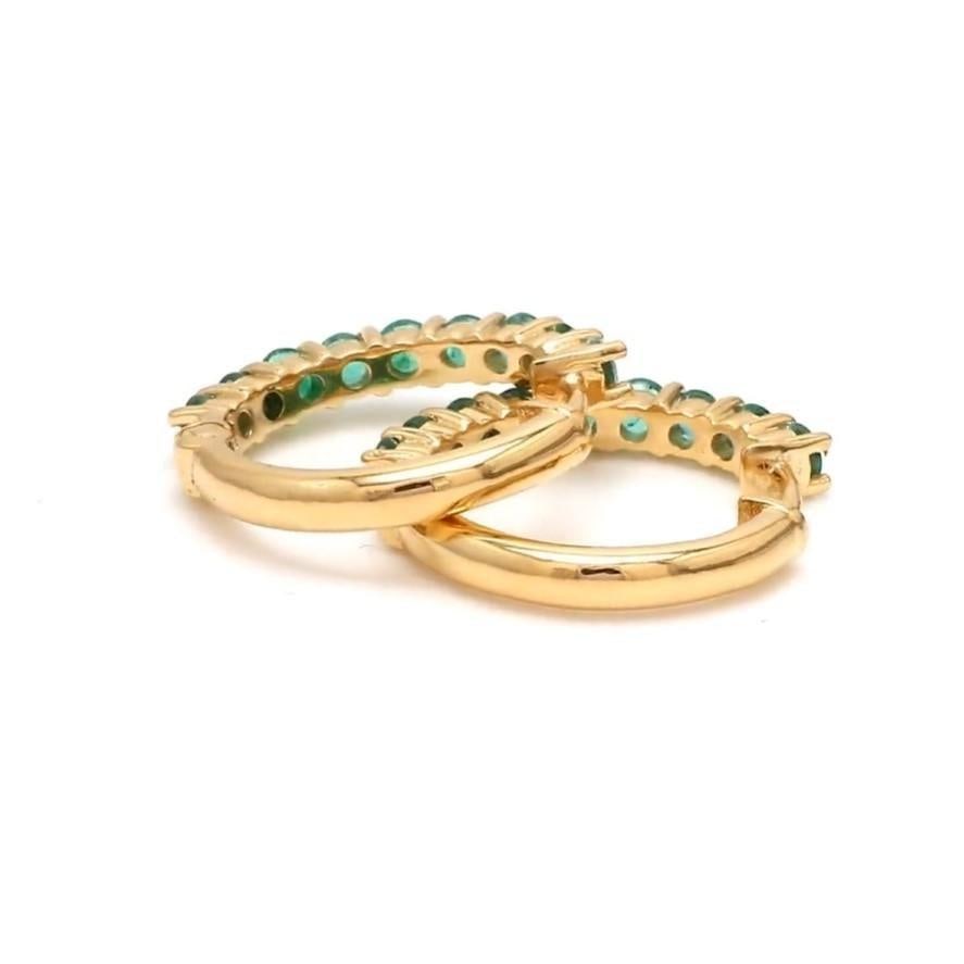 1.10 cts Natural Zambian emerald earrings in 14k gold - 3