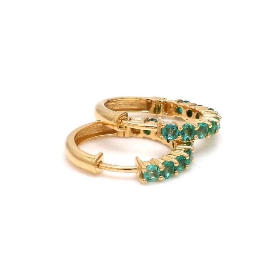 1.10 cts Natural Zambian emerald earrings in 14k gold - 4