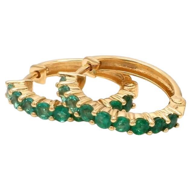 1.10 cts Natural Zambian emerald earrings in 14k gold - 5
