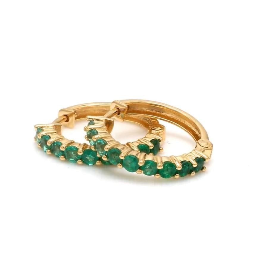 1.10 cts Natural Zambian emerald earrings in 14k gold - 7