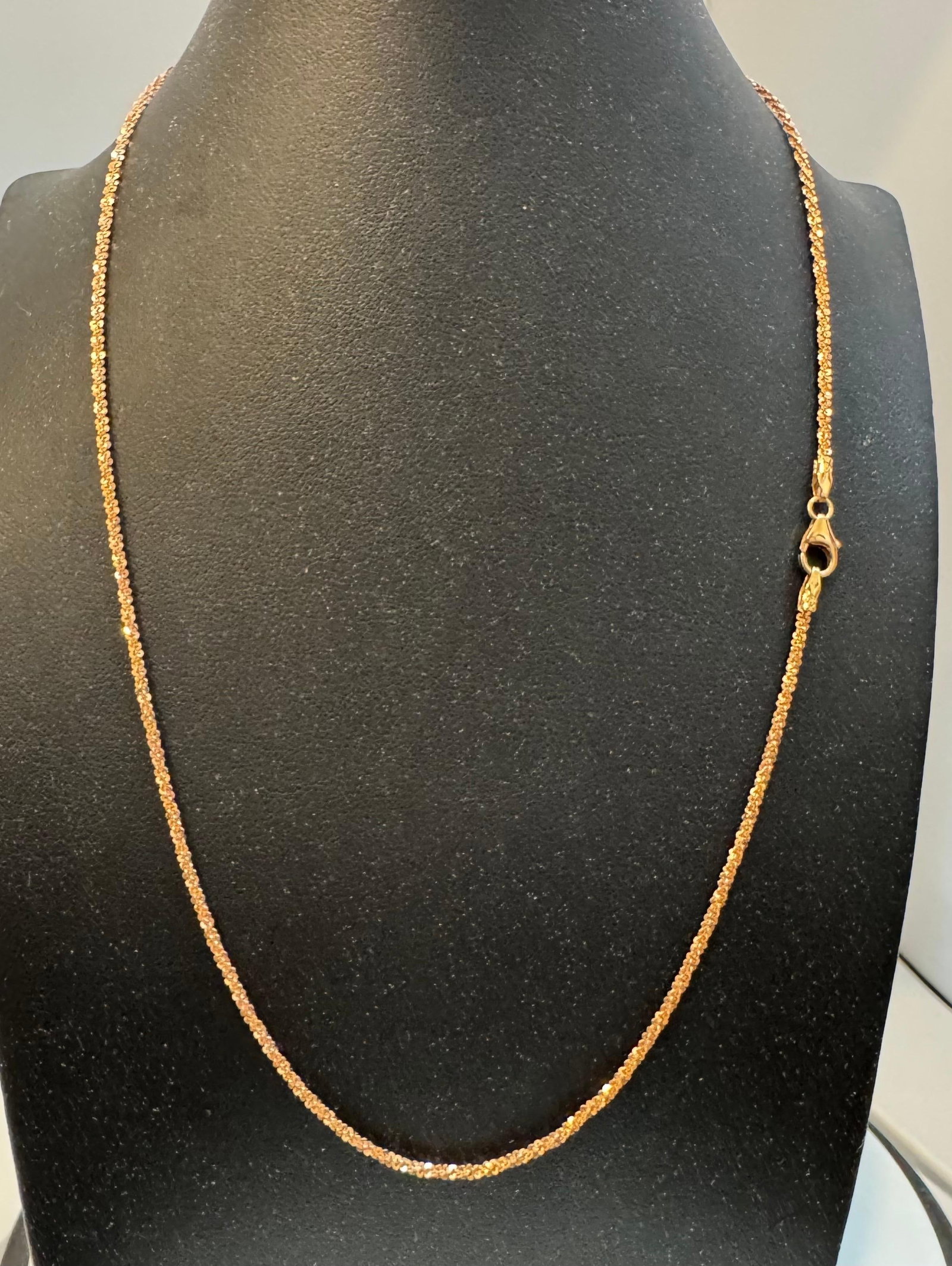 14k Gold Fancy Diamond Cut Italian Rose Gold Chain, 18" Long - 3
