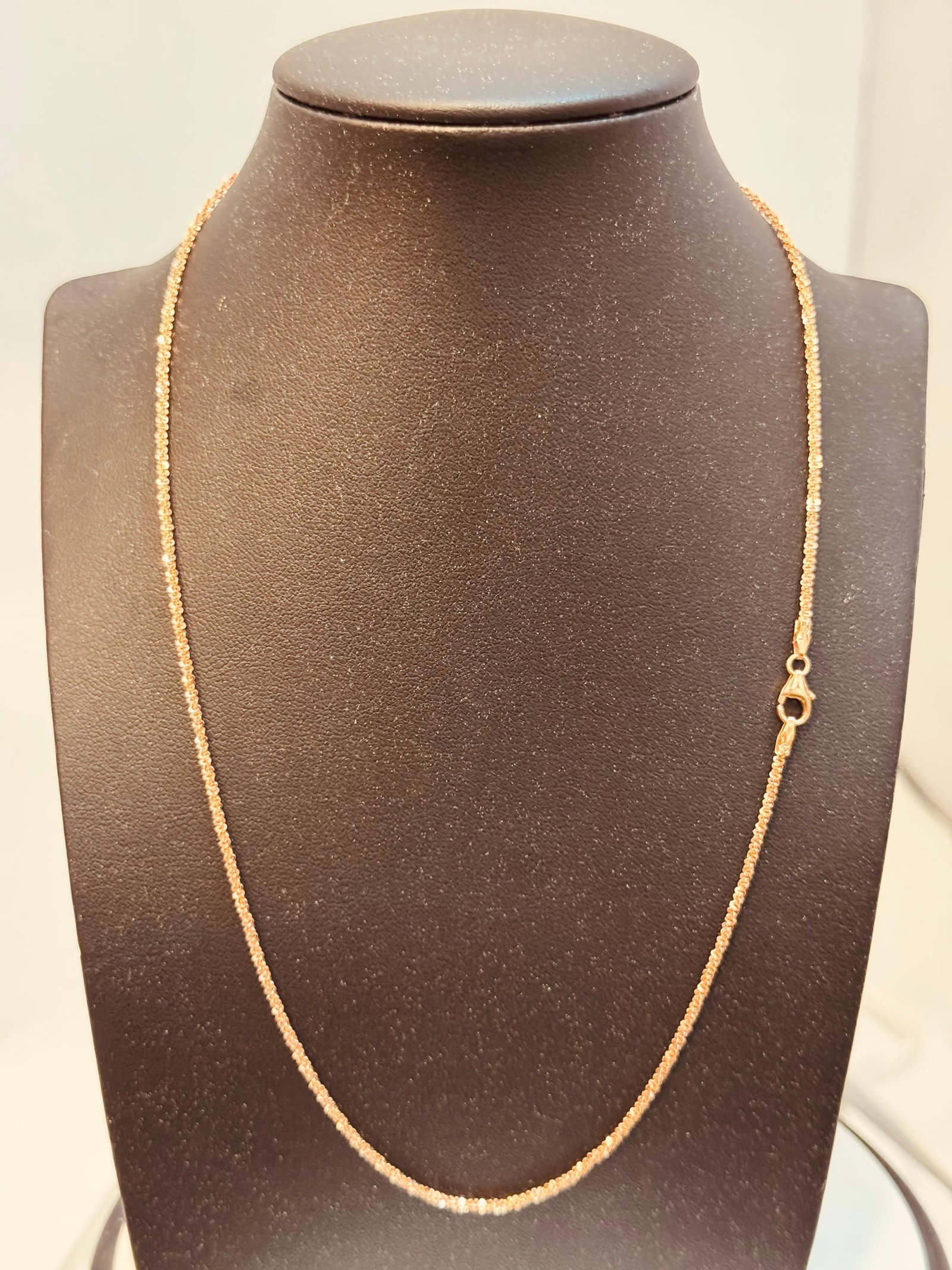 14k Gold Fancy Diamond Cut Italian Rose Gold Chain, 18" Long - 4