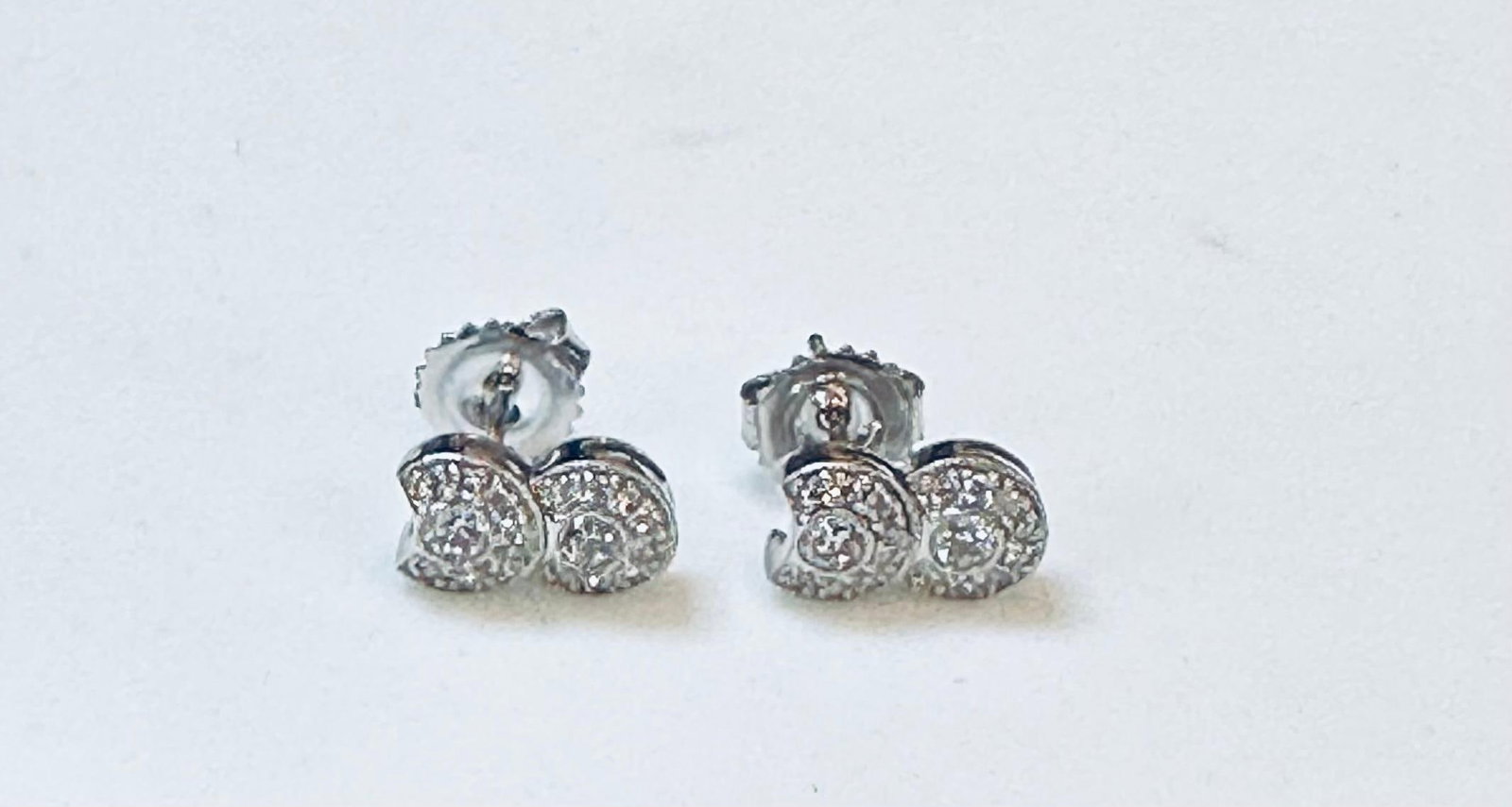 1 Carat, Cluster Stud Earrings 14 Karat White Gold Post Back, Great Value - 2