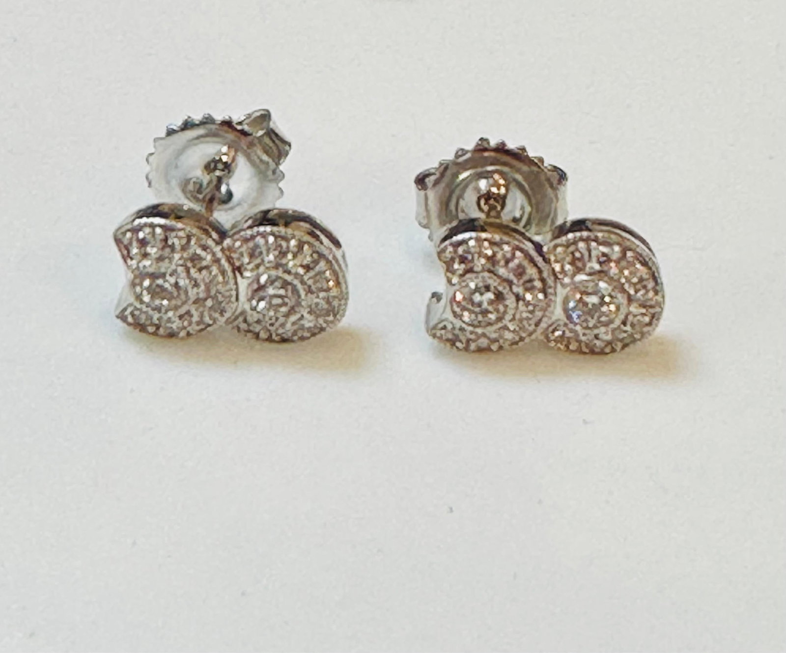 1 Carat, Cluster Stud Earrings 14 Karat White Gold Post Back, Great Value - 6