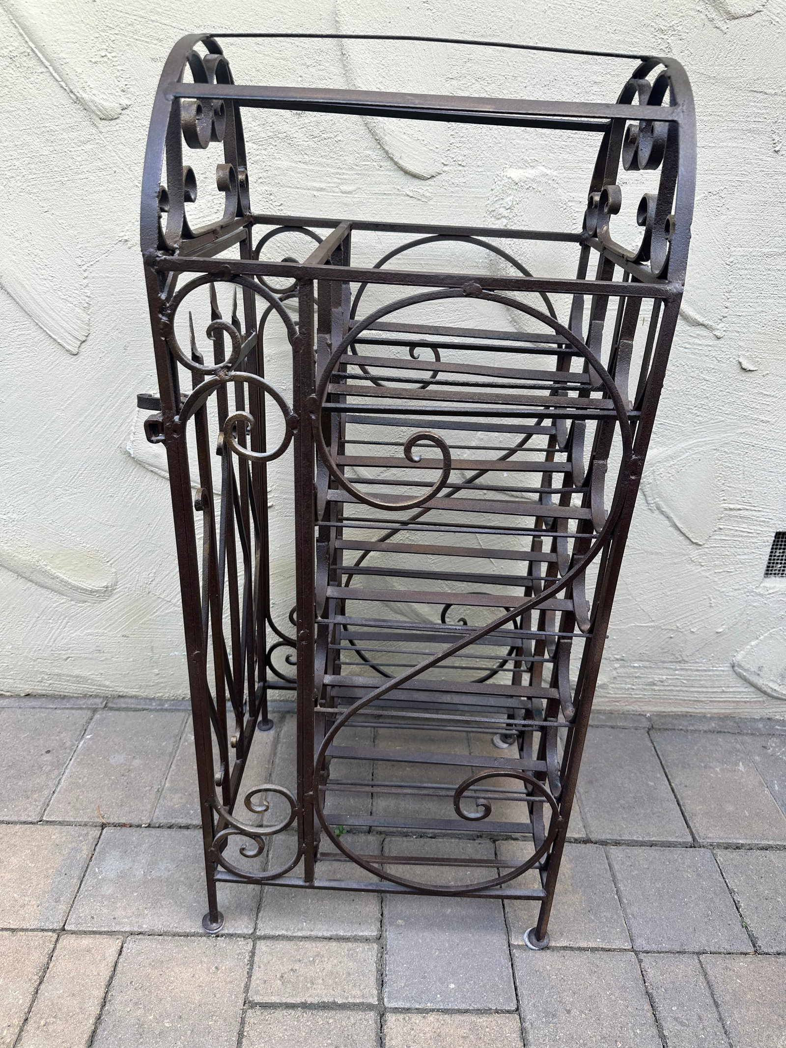 Spanish Revival Vintage Wrought Iron"Cage Shape"Wine Rack - 2