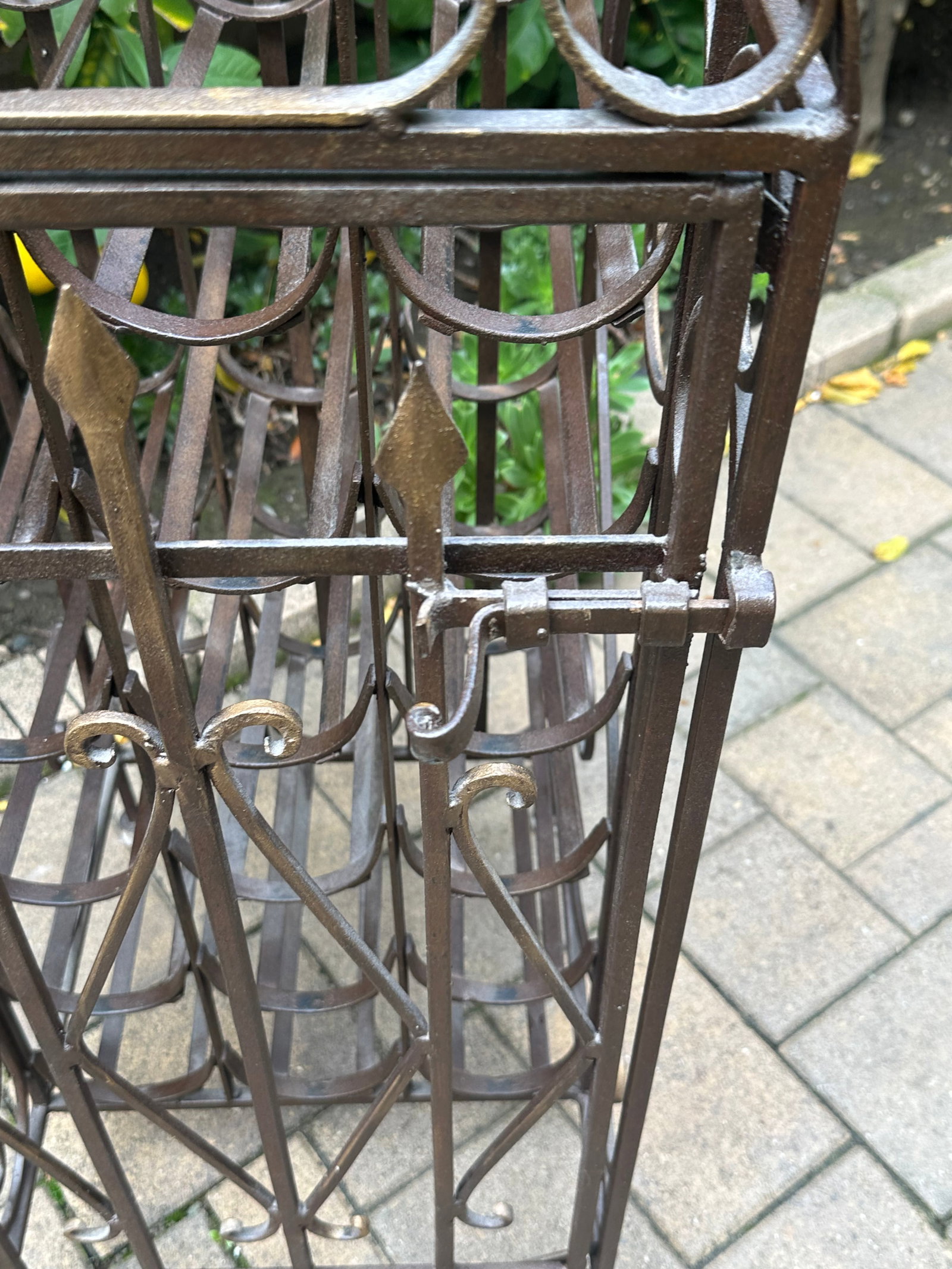 Spanish Revival Vintage Wrought Iron"Cage Shape"Wine Rack - 7