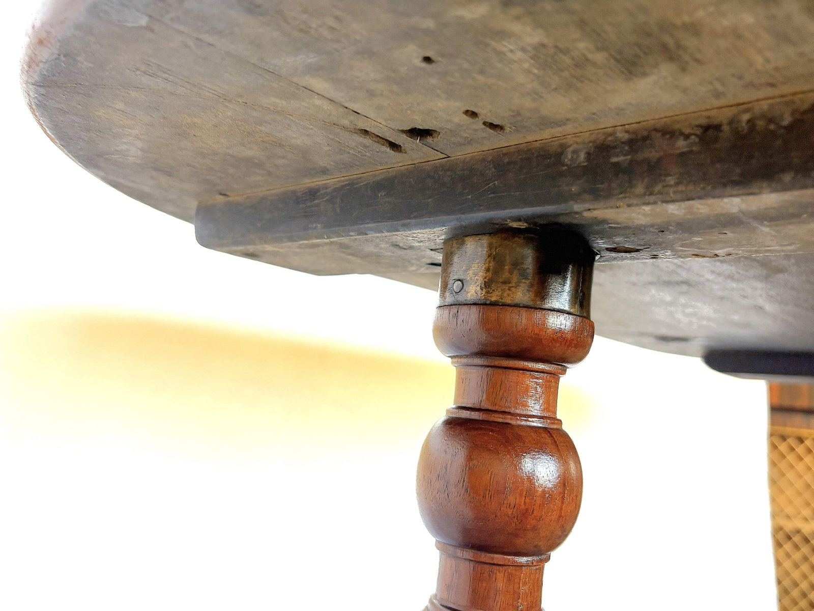 Antique Hand Made Campaign Style Oval Wood Table - 8