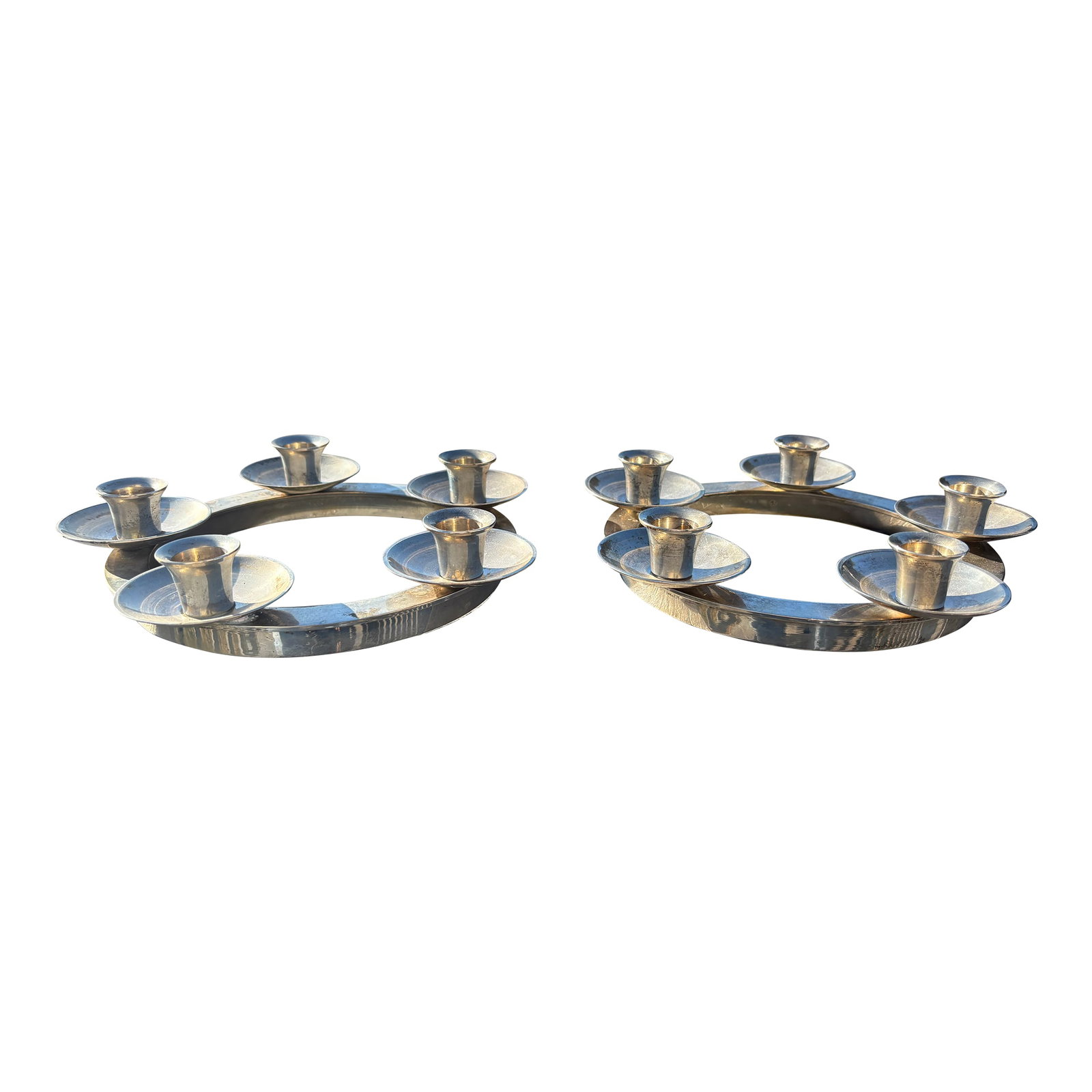 Mid 20th C. English Heavy Silver Plate Centerpiece Candelabra - A Pair (1 of 8)