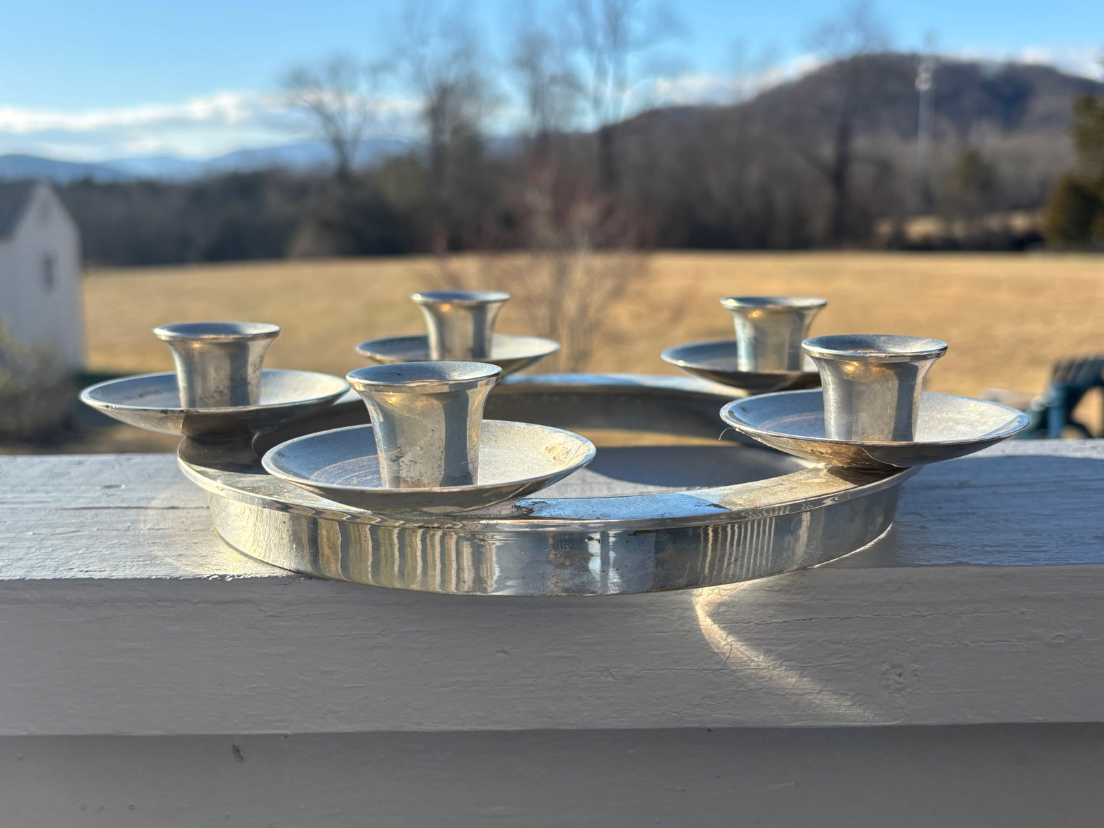 Mid 20th C. English Heavy Silver Plate Centerpiece Candelabra - A Pair - 3