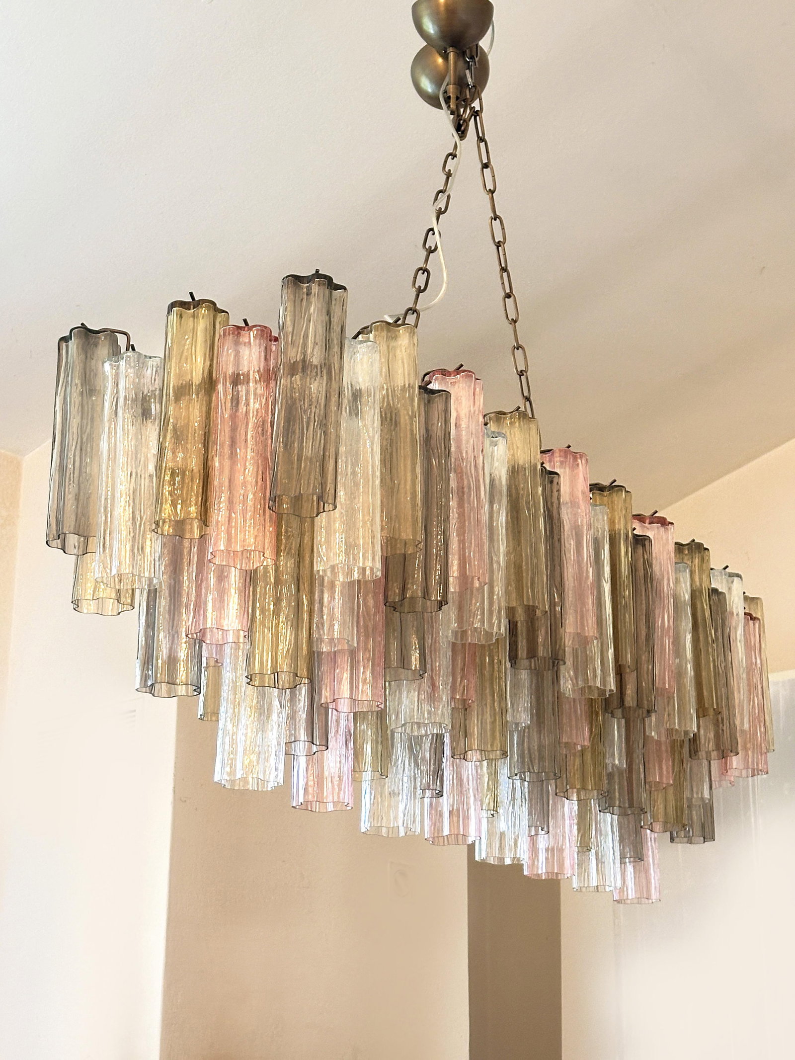 Contemporary Huge Rectangular "Tronchi" Murano Glass Burnished Chandelier - 3