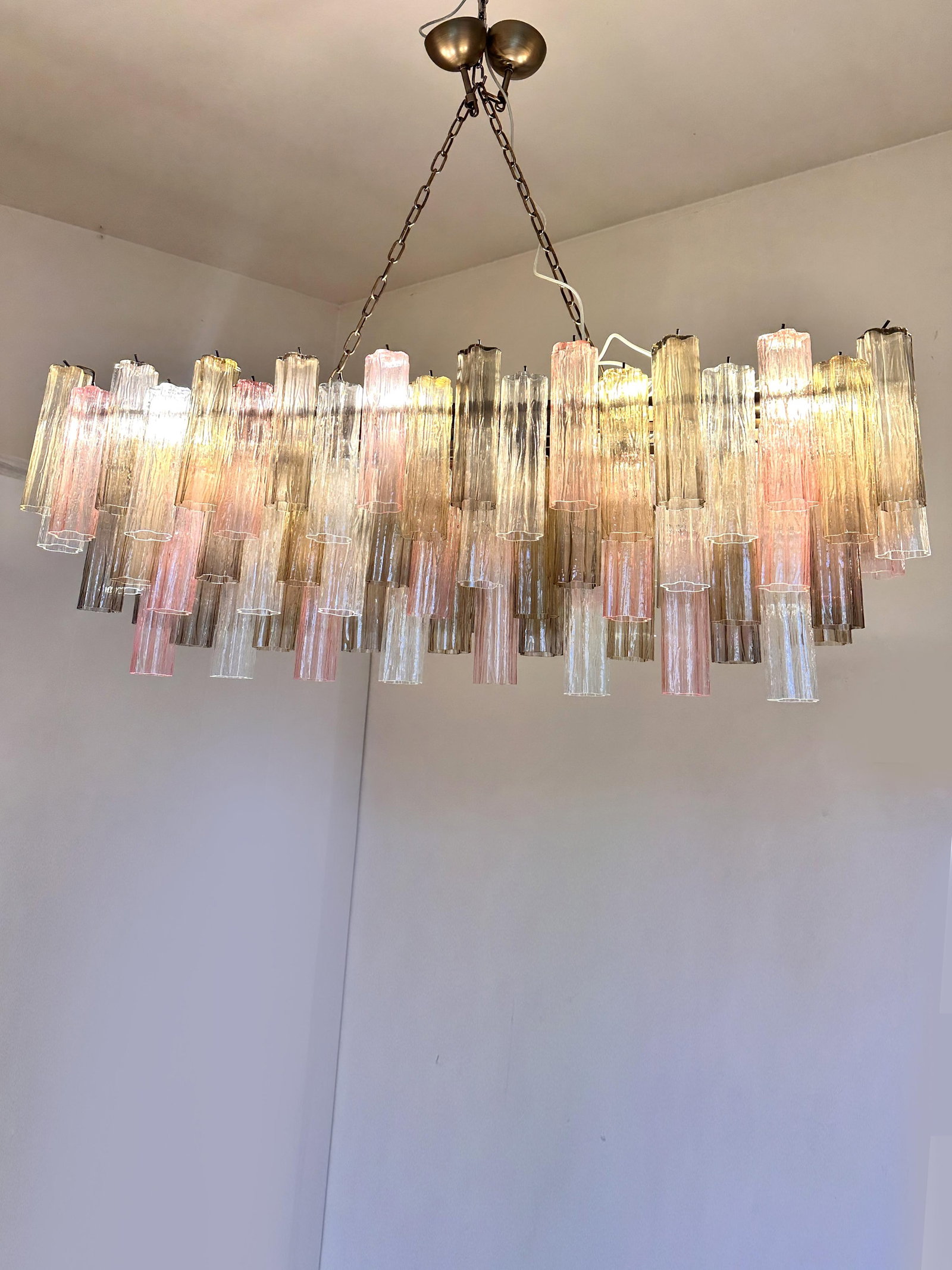 Contemporary Huge Rectangular "Tronchi" Murano Glass Burnished Chandelier - 5