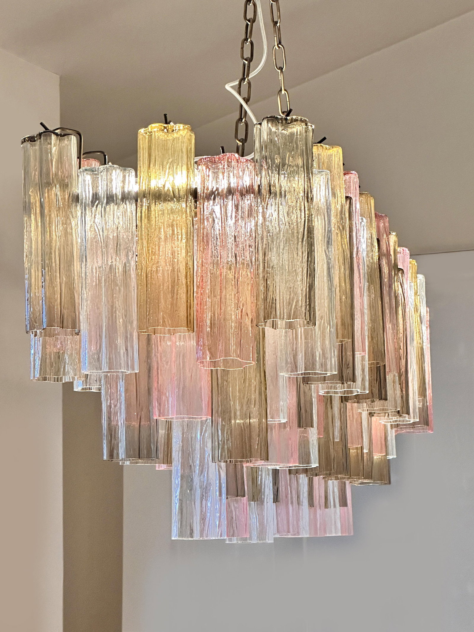 Contemporary Huge Rectangular "Tronchi" Murano Glass Burnished Chandelier - 7