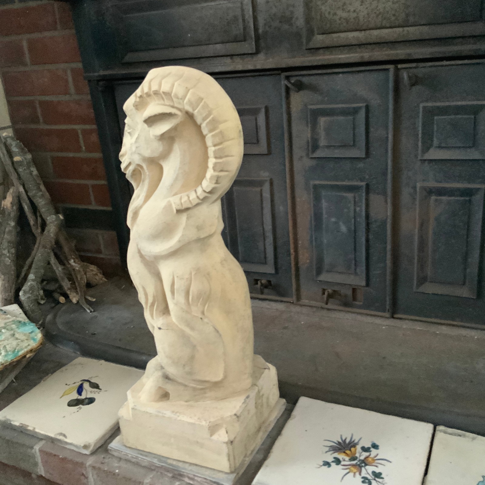 Early 20th Century Royal Daulton Stoneware Garden Figure of a Goat. - 4