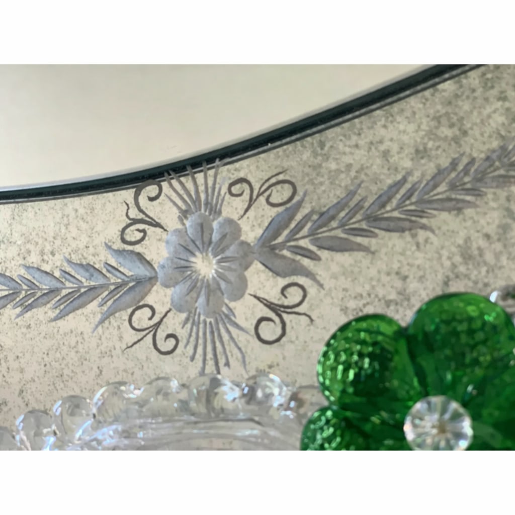 Venetian Murano Glass Oval Floral Wall Mirror – Hand-Carved Italian Art - 6