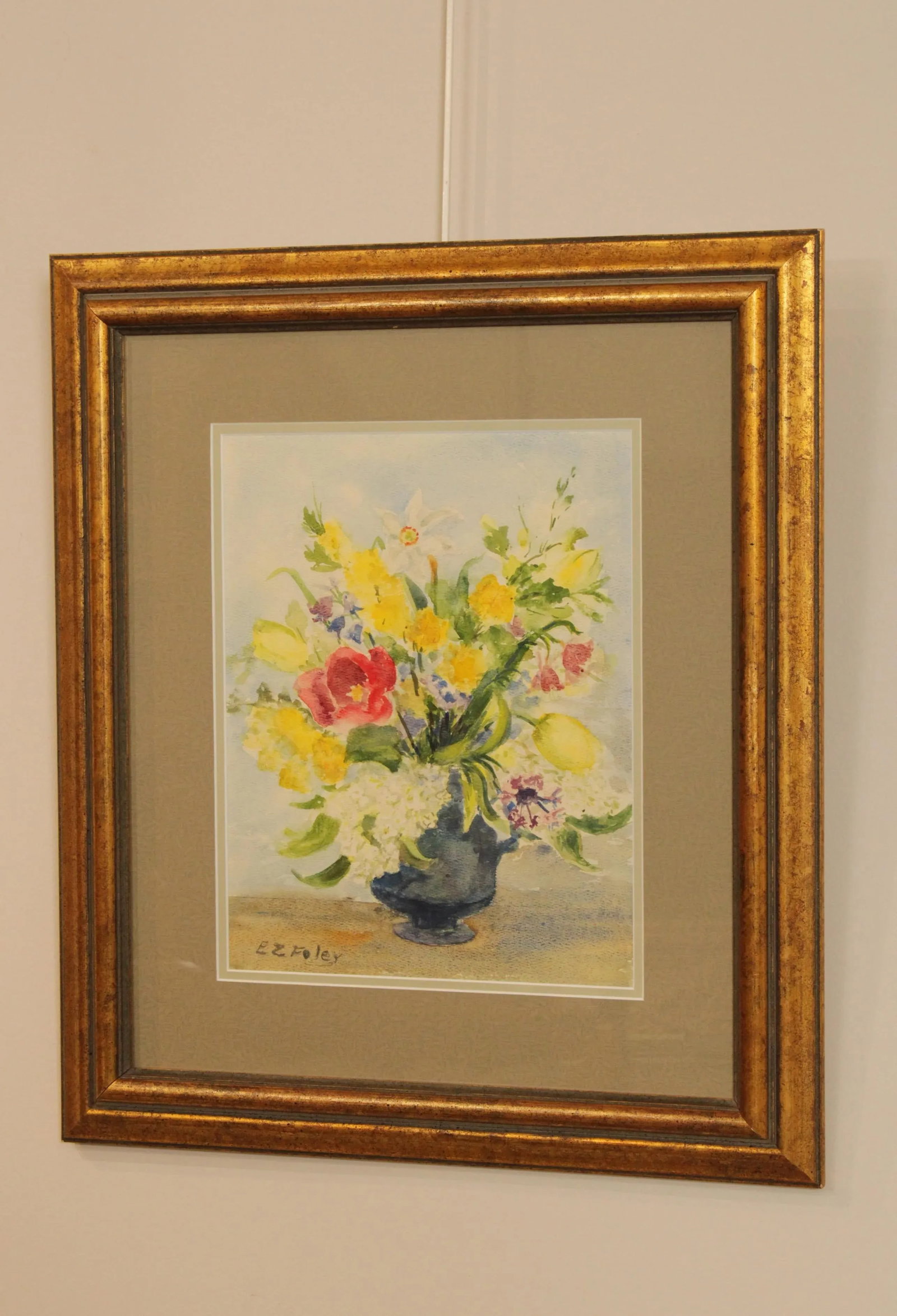 EZ Foley Original Watercolor Painting Still Life of Flowers - 2
